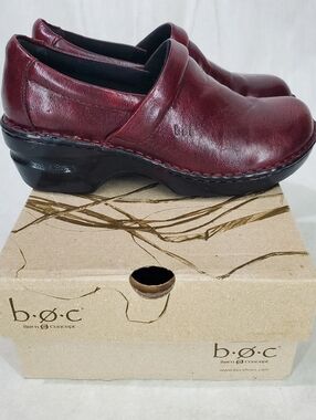 BOC Peggy Faux Textured Leather Clogs Comfort Shoes Scarlet Nurse Hospital Work